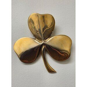 Vtg 1981 Gerity 24k Gold Plated 3 Leaf Clover Shamrock Paperweight or Wall Decor